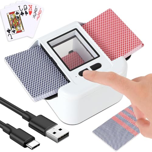 Automatischer Kartenmischer mit zwei Modi, geräuscharmer Kartenmischer for 1–2 Decks, wiederaufladbarer und tragbarer USB-Lademischer, manueller und automatischer Modus, for Poker UNO Blackjack von STWBHW