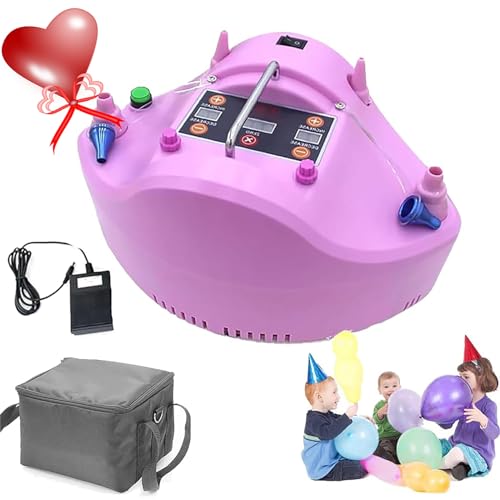 STWBHW Elektrischer Luftballon-Inflator, tragbare Ballonpumpe mit Zwei Düsen, 1200 W elektrischer Timer-Inflator, quantitativer Ballon-Inflator, effiziente Wärmeableitung mit Digitalanzeige(Pink) von STWBHW