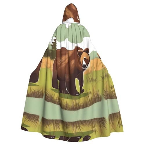 STejar Brown Bear Walking Halloween Adult Hooded Cape Hooded Robe Cape, Women's Men's Halloween Dress Up Party Cosplay Costumes., Black, One Size von STejar