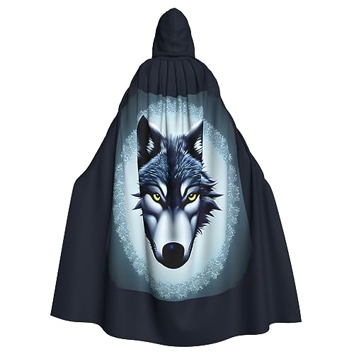 STejar Fierce Wolf Head Halloween Adult Hooded Cape Hooded Robe Cape Women Men Halloween Dress Up Party Cosplay Costumes von STejar