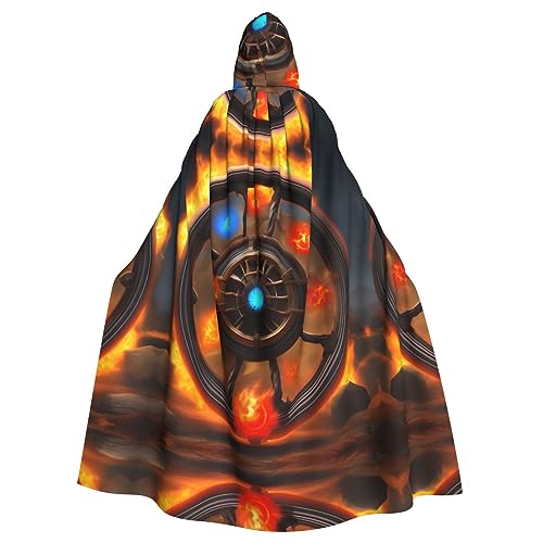 STejar Flaming Flywheel Halloween Adult Hooded Cape Hooded Robe Cape Damen Herren Halloween Dress Up Party Cosplay Kostüme Schwarz Schwarz Einheitsgröße von STejar