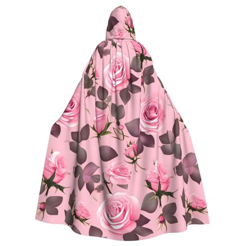 STejar Hübsche rosa Rosen Halloween Erwachsene Kapuzenumhang Kapuzenmantel Umhang Damen Herren Halloween Dress Up Party Cosplay Kostüme von STejar