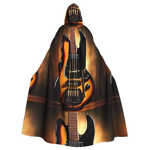 STejar Instrumental Guitar Halloween Adult Hooded Cape Hooded Robe Cape Women's Men's Halloween Dress Up Party Cosplay Costumes, Black, One Size von STejar