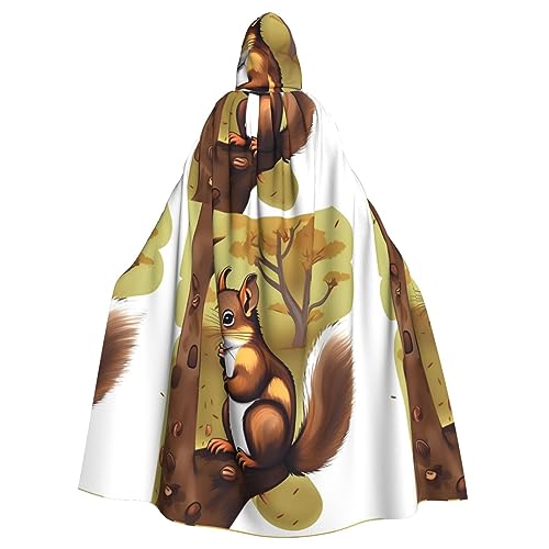 STejar Nut-Eating Eichhörnchen Halloween Erwachsene Kapuzenumhang Kapuze Robe Umhang Damen Herren Halloween Dress Up Party Cosplay Kostüme Schwarz Schwarz Einheitsgröße von STejar