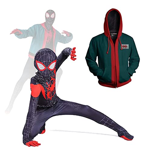 SUAIIOLK Miles Morales Kostüm Anzug Halloween Carnival Cosplay Für Kinder oder Erwachsene Kostümanzug (red,100-110cm) von SUAIIOLK