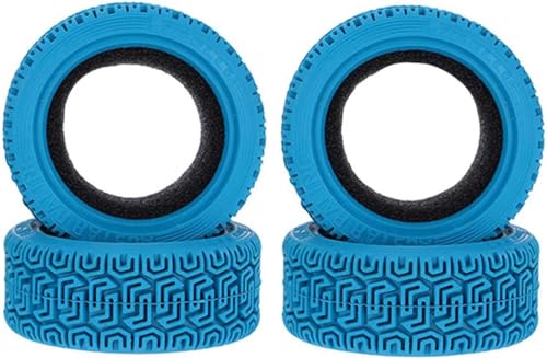 SUAVER 4pcs 1/10 RC Gummireifen 68mm Auto Rallyereifen für 1:10 RC On Road Car Tamiya HSP HPI Kyosho 1/16 RC Rally Car (Blau) von SUAVER