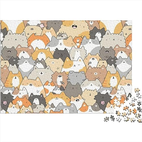 Kawaii Cat Jigsaw Puzzles Difficult Für Erwachsene 1000 Teile Zeichentrickfilm Puzzle Geburtstag Lernspiel Challenging Game Wohnkultur Brain Teaser 1000pcs (75x50cm) von SUCREVEN