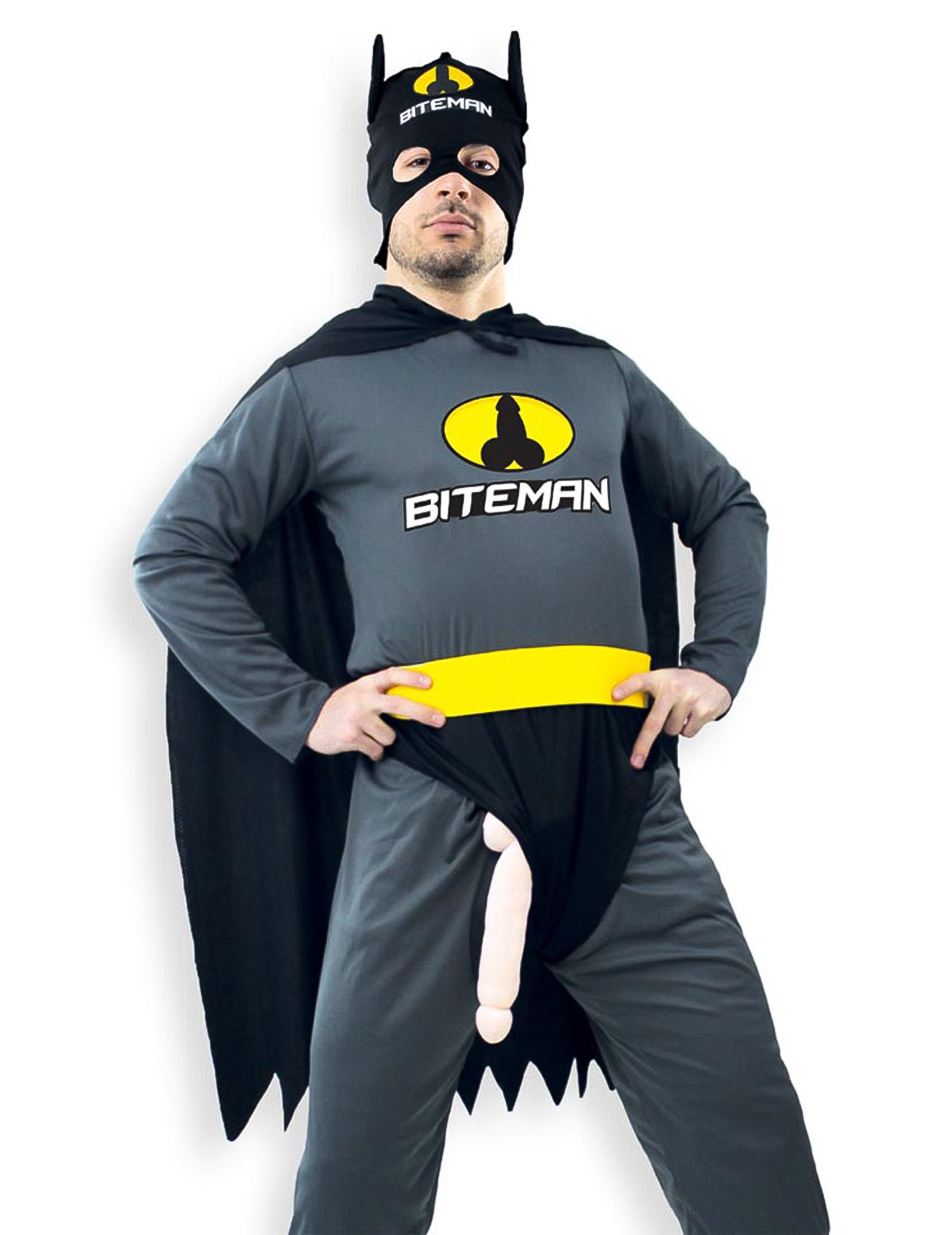 Biteman Herrenkostüm mit Maske, Umhang und Gürtel schwarz Biteman Herrenkostüm mit Maske, Umhang und Gürtel schwarz von SUD TRADING