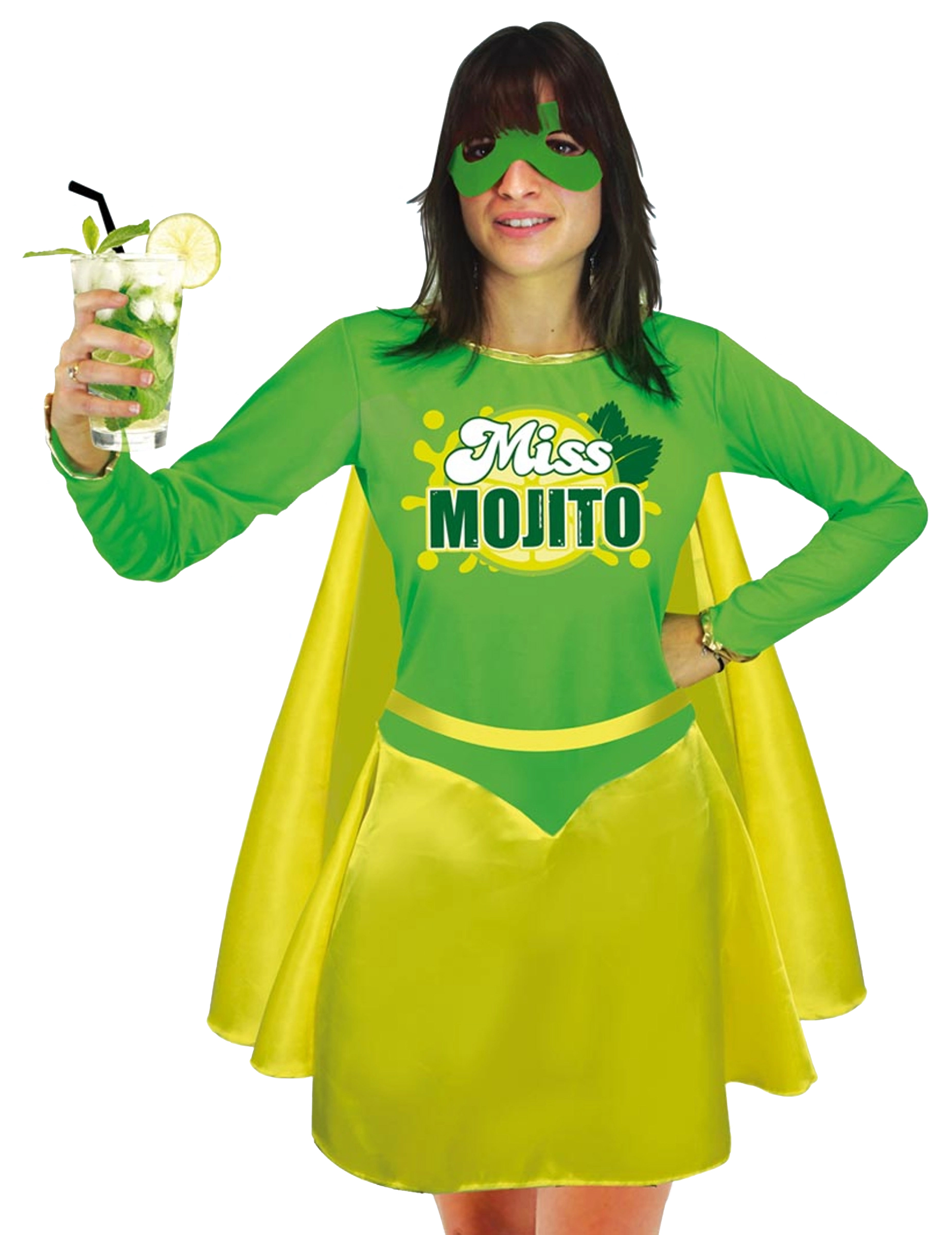 Lustiges Miss Mojito-Damenkostüm JGA-Outfit grün-gelb von SUD TRADING