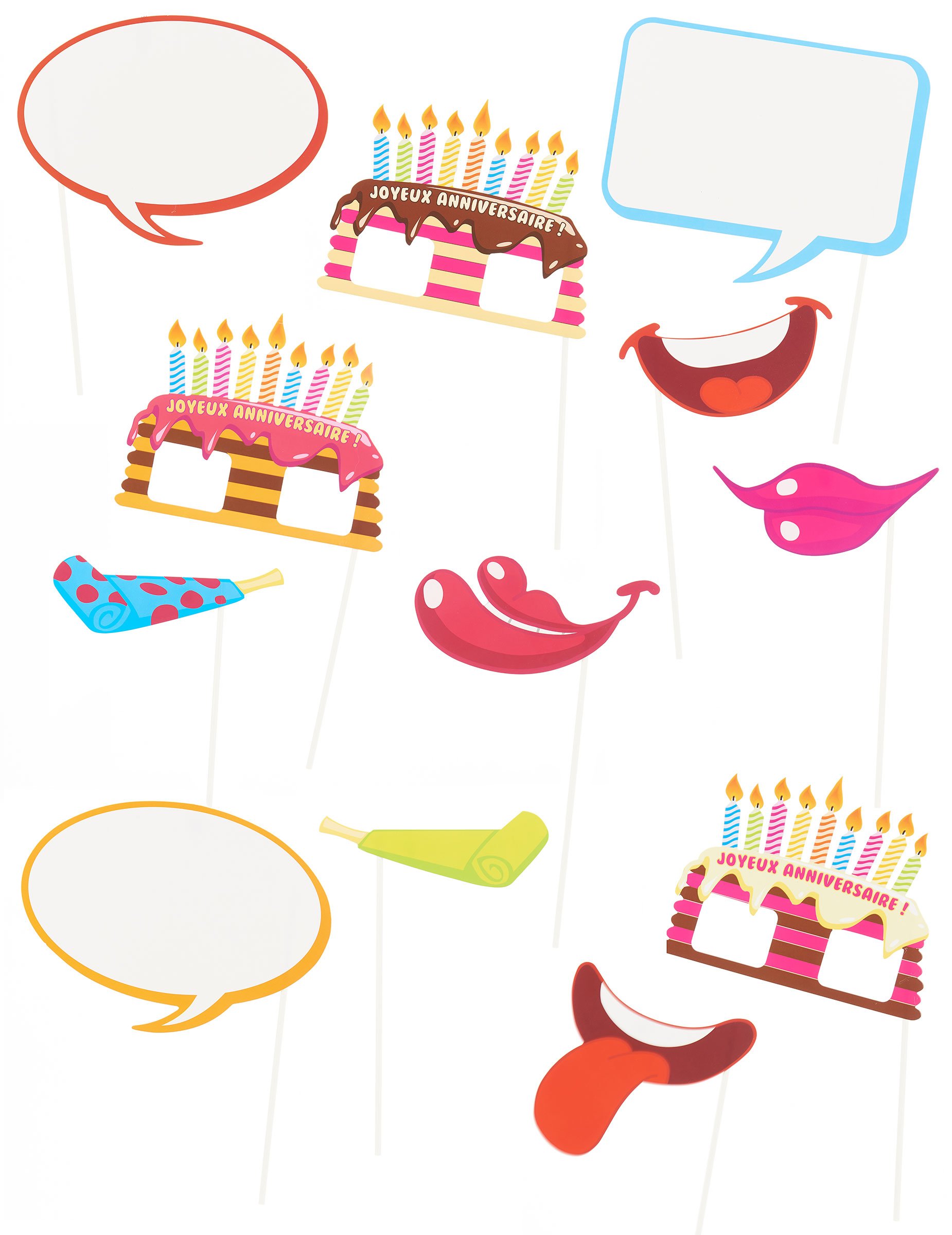 Photobooth Accessoire Set - Geburtstag 12-teilig bunt Photobooth Accessoire Set - Geburtstag 12-teilig bunt von SUD TRADING