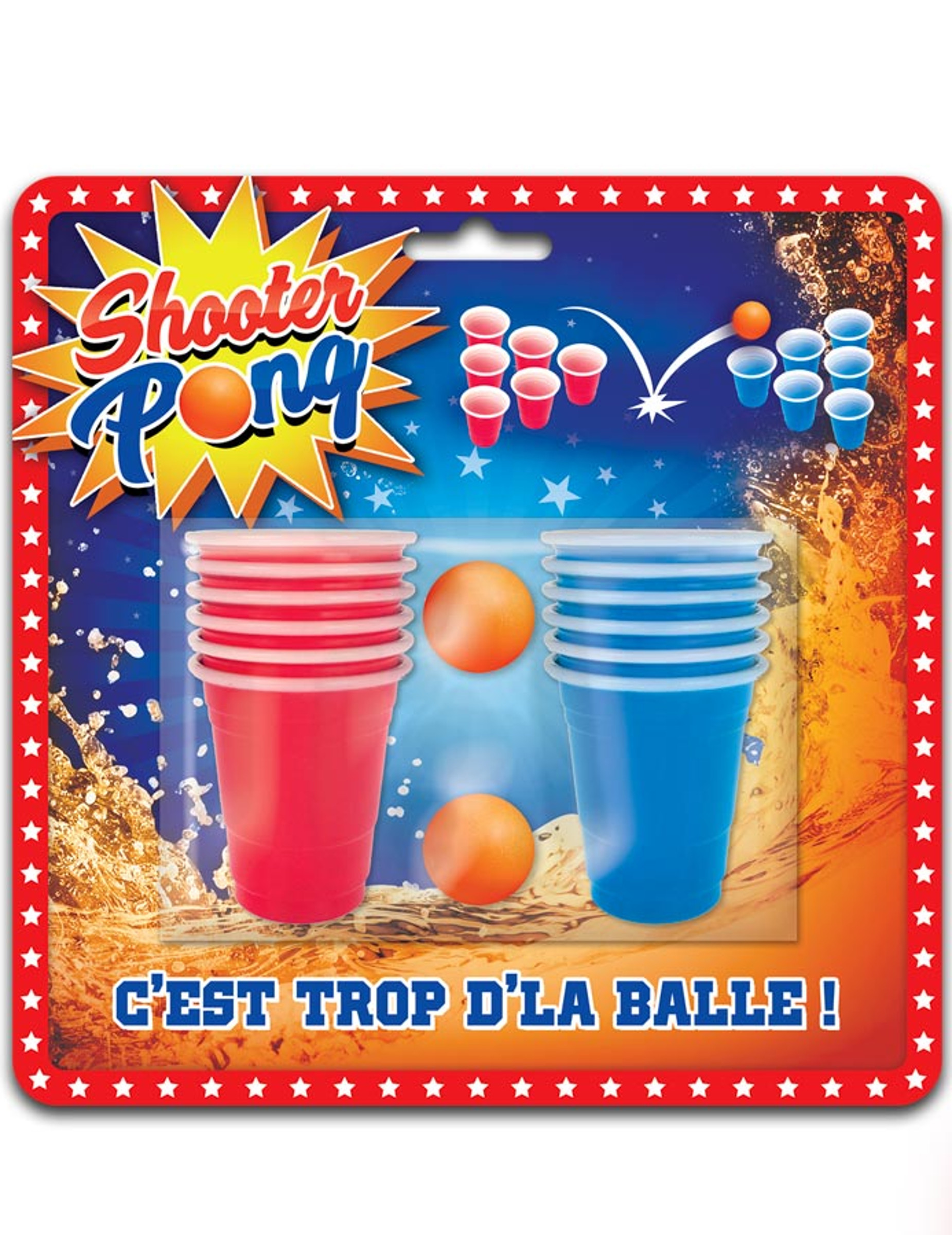 Shooter Pong-Set Partyspiel rot-blau von SUD TRADING