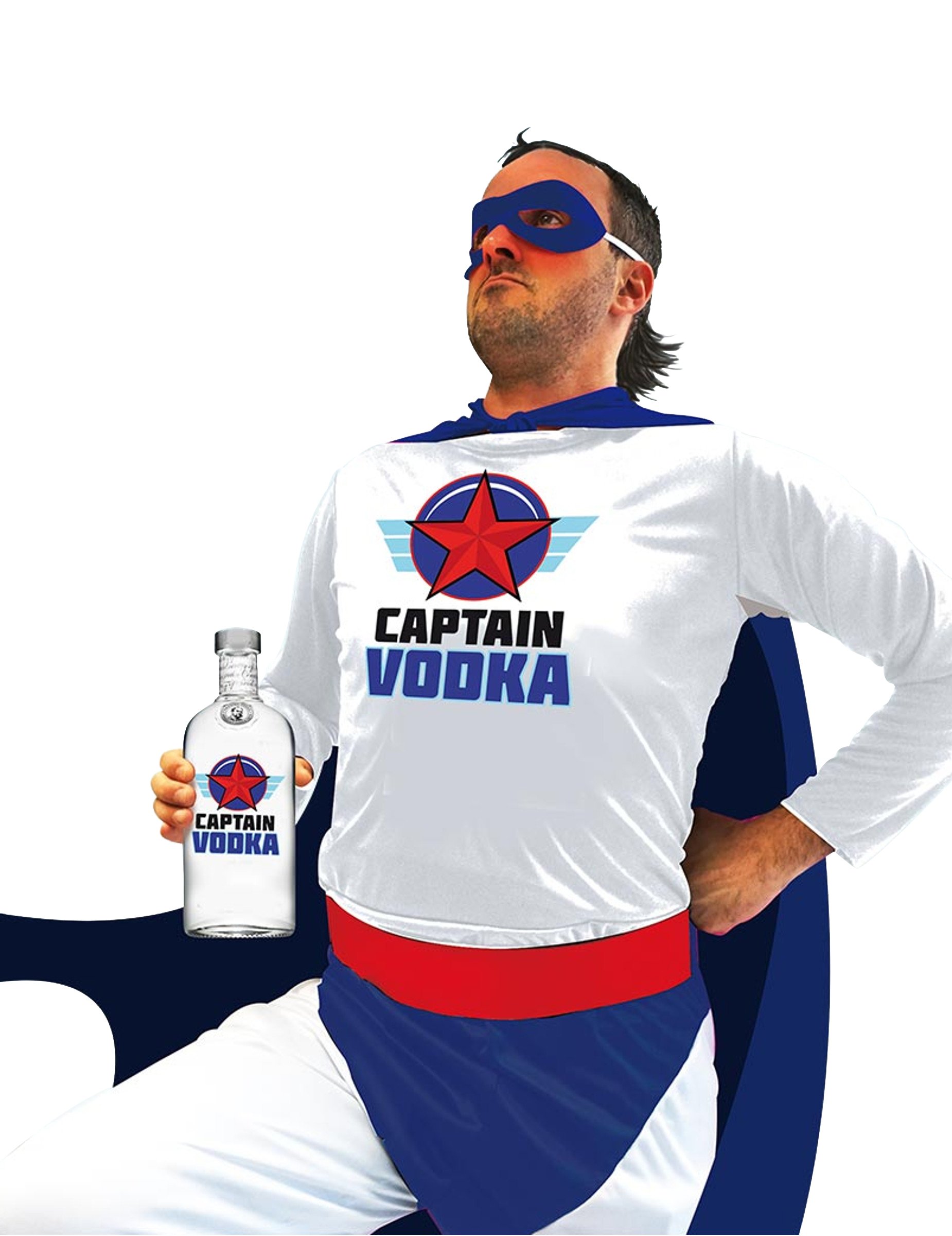 Super Captain Vodka Kostüm für Erwachsene bunt von SUD TRADING