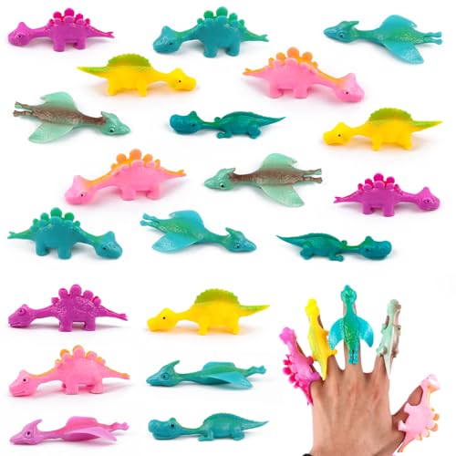 20 Stück Fliegen Dinosaurier Spielzeug, Fliegende Dinosaurier Schleuder Spielzeug, Slingshot Dinosaur Finger Toys, Schleuder-Dinosaurier-Finger Spielzeug, Finger Dinosaurier für Kinder Geschenk (A) von SUEHBEXF