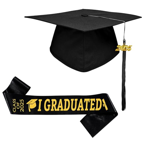 Schwarzer Doktorhut mit 2025 Jahresanhänger und Prüfung Bestanden Schärpe, Abschluss Set für Uni Abitur Bachelor Master, Verstellbarer Graduation Cap mit Schärpe, für Abschlussfeiern Fotos Partys Schwarzer Doktorhut mit 2025 Jahresanhänger und Prüfung Bestanden Schärpe, Abschluss Set für Uni Abitur Bachelor Master, Verstellbarer Graduation Cap mit Schärpe, für Abschlussfeiern Fotos Partys von SUEHBEXF