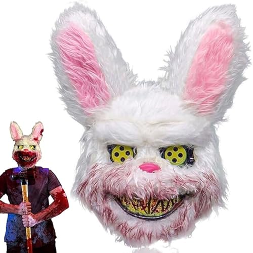 SUFANG Halloween Maske Horror Hasenmaske Blutige Kaninchen Maske Gruselige Halloween Maske für Erwachsene Plüsch Bloody Bunny Maske Horror Maske für Halloween Kostüm Karnevalsparty Cosplay Maskerade von SUFANG