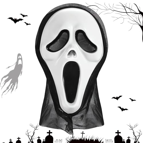 Ghostface Maske Halloween Scream Maske Ghost Face Maske Halloween Scary Movie Maske für Halloween Karneval Kostüm Party Parade von SUFANG