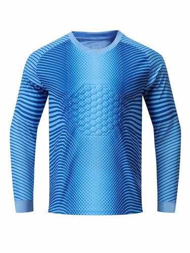 Gepolstertes Torwarttrikot für Kinder, Jugendliche, für Jungen, langärmelig, Fußball-Torwarttrikot, Sport-Trainings-T-Shirts, Himmelblau, 5–6 Jahre von SUIBOZ