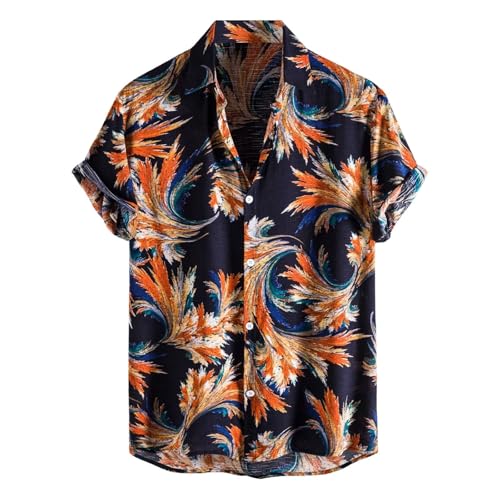 Hawaii-Hemd, Strandhemd, Herren, Sommer, bedruckt, Button-Down-T-Shirt, normale Passform, tropisches Hemd, 70er-Jahre, Hawaii-Shirt, 70er-Jahre, Hawaii-Shirt, Party, Urlaub, Aloha-Kostüm, von SUIBOZ