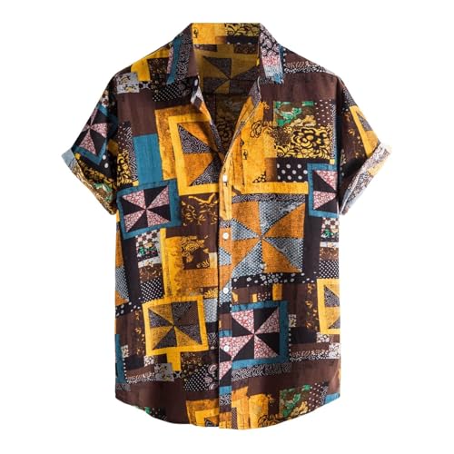 Hawaii-Hemd, Strandhemd, Herren, Sommer, bedruckt, Knopfleiste, normale Passform, tropisches Hemd, 70er-Jahre, Hawaii-Shirt, 70er-Jahre, Hawaii-Shirts für Herren, Hawaii-Shirts für Herren (10, XL) von SUIBOZ