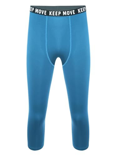 Herren-Kompressionshose, wadenlange Leggings für Laufen, Workout, Sport, Yoga (Blau, L) von SUIBOZ