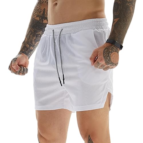 Herren Sport Fitness Casual Shorts – Atmungsaktive Flat Front Shorts für Sport – Herren Activewear Elastische Shorts für Kniebeugen, Gewichtheben, Laufen, Gehen, Radfahren, Boxen (E,XXL) von SUIBOZ