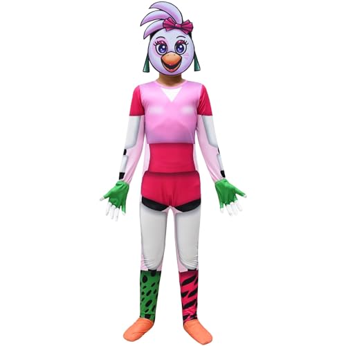 SUIBOZ FNAF Halloween-Kostüm, Albtraum, Foxy, Sundrop Mondtropfen, FNAF, Cosplay, Overall mit gruseliger Maske, Monster, Karneval, Party, Kostüm, Bühnenaufführung, Bodysuit, Outfit (Kuchen-Huhn, 150 von SUIBOZ