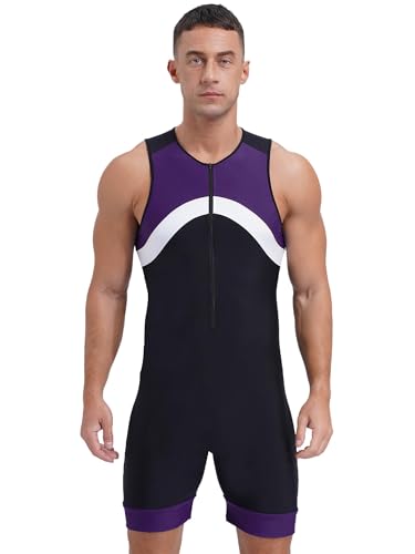 Surf One Piece Tight Wetsuit Einteiliger Badeanzug für Herren (Lila, 4XL) von SUIBOZ