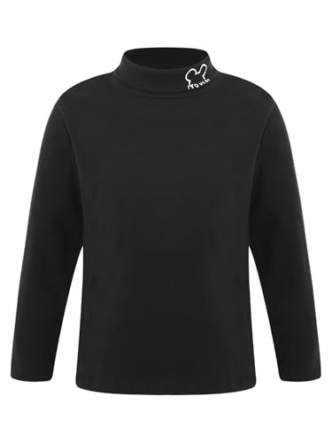 Uni Kinder Langarm Thermo-T-Shirts für Mädchen Rollkragen Base Layer Tops Long John Unterwäsche Unterhemden (Schwarz, 11-12 Jahre) von SUIBOZ