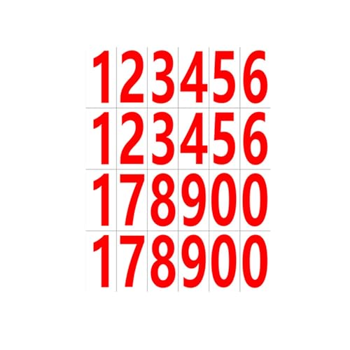 SUIOPPYUW 20x Selbstklebende Buchstabenaufkleber für vielfältige Anwendungen, stark und wasserfest, Selbstklebende Zahlenaufkleber, einfach, Rote Zahlen von SUIOPPYUW