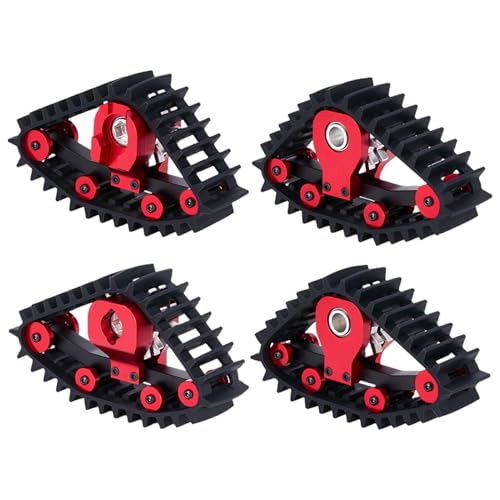 SUIOPPYUW 4X Schneereifen Sets simulieren Carload Tracks Wheel Sandmobile Conversion 4Pcs für 1/18 RC Crawler Car T RX 4M Zubehör, Rot, XZ 001R von SUIOPPYUW