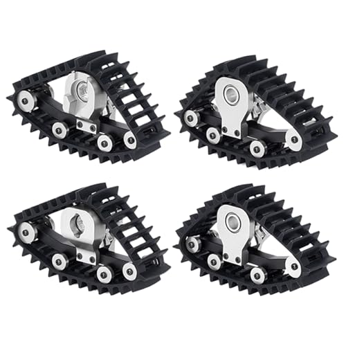 SUIOPPYUW 4X Schneereifen Sets simulieren Carload Tracks Wheel Sandmobile Conversion 4Pcs für 1/18 RC Crawler Car T RX 4M Zubehör, Silber, XZ 001S von SUIOPPYUW