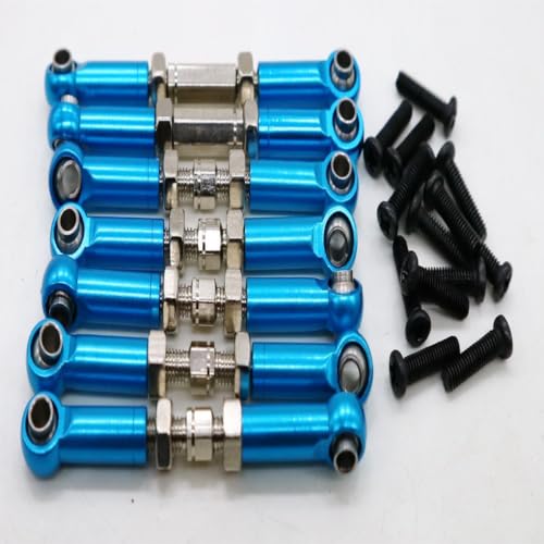 SUIOPPYUW 7 stücke 1/16 Aluminium Legierung Lenkstange Set Für 731 732 733 734 Radstand RC Auto Zubehör ersatz Teile, Blau von SUIOPPYUW