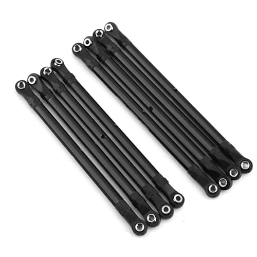 SUIOPPYUW 8 stücke Aluminium Legierung Lenkung Link Rod Set Für 1/10 SCX10 TRX4 Crawler Radstand RC Auto Zubehör Ersatz Teile, Schwarz von SUIOPPYUW