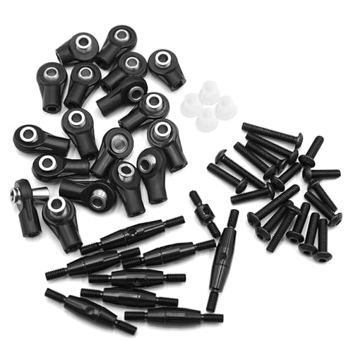 SUIOPPYUW 9 stücke Aluminium Legierung Lenkung Link Rod Set Für 1/10 4 Tec Crawler Radstand RC Auto Zubehör Ersatz Teile RC Upgrade Teil, Schwarz von SUIOPPYUW