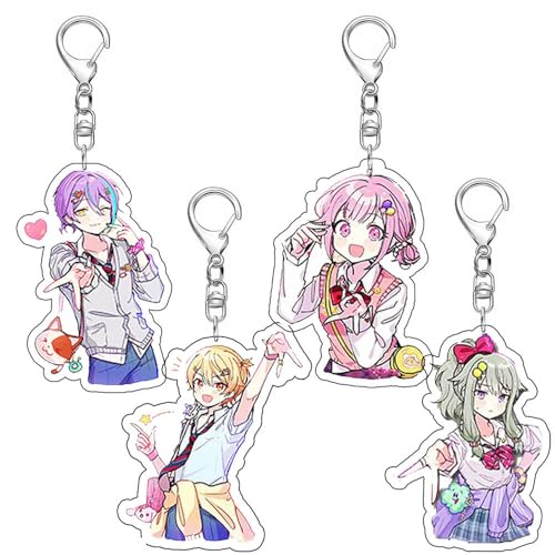 4 Set Project RuiSekai Schlüsselanhänger Anime Action Figures Key Chain Kollektionen Mode Tasche Charms von SUJEBRAN