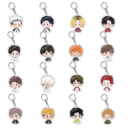 SUJEBRAN 16 Pack Haikyus Schlüsselanhänger Anime Figur HinataShoyo TobioKageyama Key Chain Kollektionen Niedliche Tasche Charms von SUJEBRAN