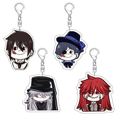 SUJEBRAN 4 Black Butlers Funny Figures Schlüsselanhänger Anime Figur Cosplay Key Chain Collektionen Key Charms von SUJEBRAN