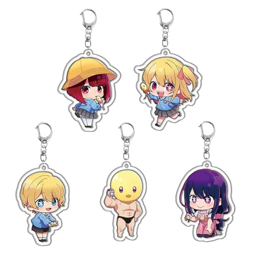 SUJEBRAN 5 Oshi Noko Schlüsselanhänger Anime Figur Keychain Oshi Noko Ai Niedlich Tasche Car Key Accessories von SUJEBRAN