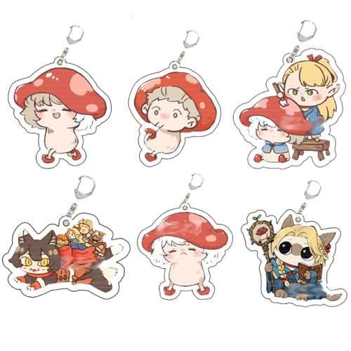 SUJEBRAN 6 Delicious Dungeon Meshi Schlüsselanhänger Anime Figur Spargel Keychain Niedlich Tasche Car Key Charms von SUJEBRAN