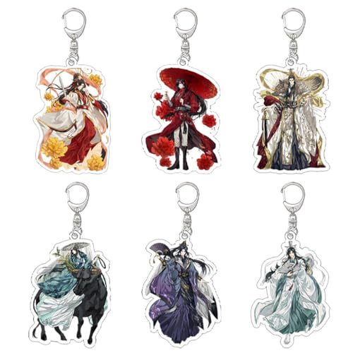 SUJEBRAN 6 Heaven Official's Blessings Schlüsselanhänger Anime Figur Hua Cheng Xie Lian Keychain Car Key Charms von SUJEBRAN