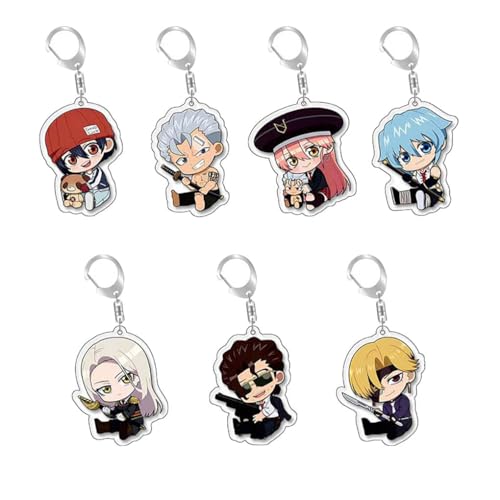 SUJEBRAN 7 Set Undead Unlucky Schlüsselanhänger Anime Figur Keychain Undead Unlucky Niedliche Tasche Car Key Charms von SUJEBRAN