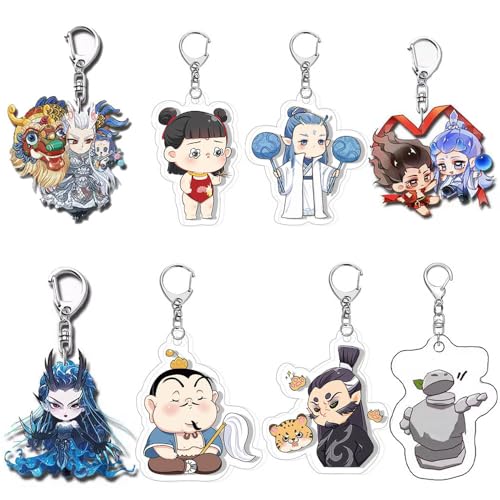 SUJEBRAN 8 Nezha 2 Schlüsselanhänger Anime Figur Nezha Aobing Aoguang Key Chain Kollektionen Niedliche Tasche Charms von SUJEBRAN