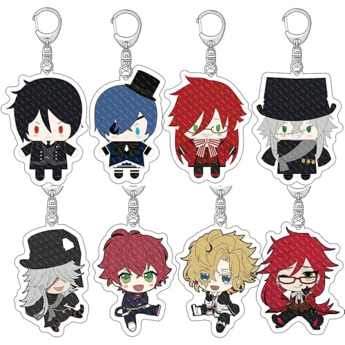 SUJEBRAN 8 Set Black Butlers Schlüsselanhänger Anime Figur Cosplay Key Chain Collektionen Niedliche Tasche Charms von SUJEBRAN