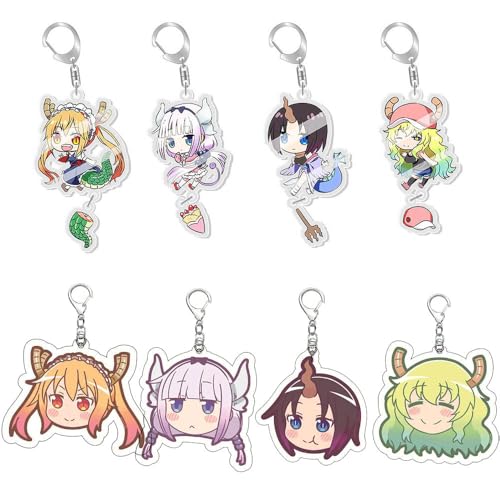 SUJEBRAN 8 Set Miss Kobayashis Dragon Maids Schlüsselanhänger Anime Action Figures Keychain Kollektionen Figur Tasche Charms von SUJEBRAN