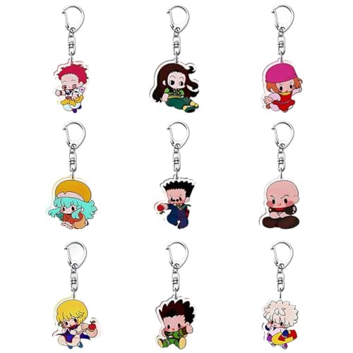 SUJEBRAN 9 Hunterxhunter Figures Schlüsselanhänger Gon and KilluaZoldyck Cosplay Keychain Tasche Car Key Charms Set von SUJEBRAN