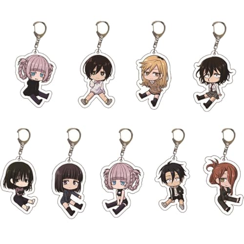 SUJEBRAN 9 Set Call The Night Schlüsselanhänger Anime Figur Key Chain Call The Night Tasche Cute Car Key Charms von SUJEBRAN