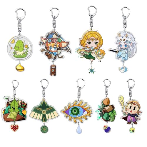 SUJEBRAN 9 Set Zalelda Echoes Wisdom Schlüsselanhänger Game Figur Key Chain Kollektionen Zalelda Niedliche Tasche Charms von SUJEBRAN