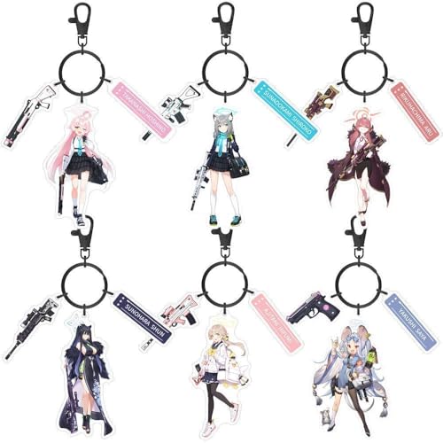 SUJEBRAN Blue Archives Schlüsselanhänger Anime Blue Asuna Archive Anhänger 6 Figur Keychain Accessories Tasche Car Key Pendent von SUJEBRAN