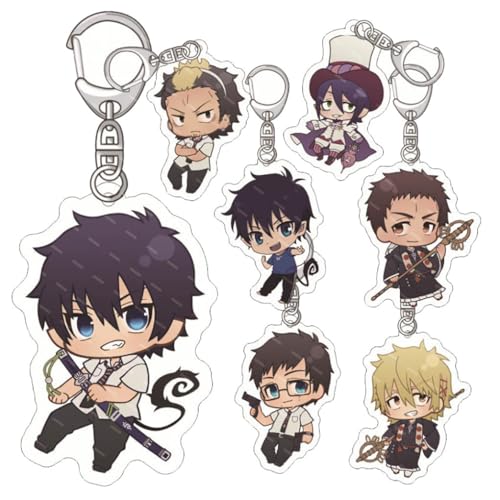 SUJEBRAN BluedExorcist Schlüsselanhänger Anime Figur Key Chain Kollektionen Niedliche Tasche Charms 7 Set von SUJEBRAN