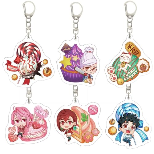 SUJEBRAN Dandada Schlüsselanhänger Anime Figur Dan Da Da Anime Key Chain Collektionen Niedliche Tasche Charms 6 Set von SUJEBRAN